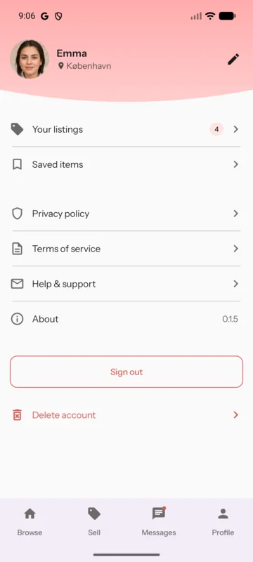 Rebuy app — overview of your listings, favourites and secondhand sales