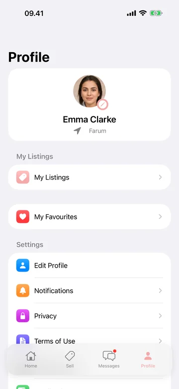 Rebuy app — overview of your listings, favourites and secondhand sales